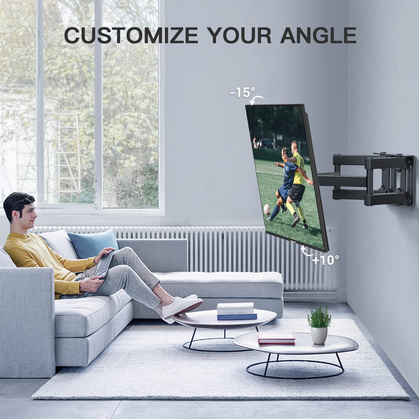 PERLESMITH TV Wandhalterung, Schwenkbare Neigbare TV Halterung für 26-70 Zoll Flach & Curved Fernseher oder Monitor bis zu 45kg, max.VESA 400x400mm