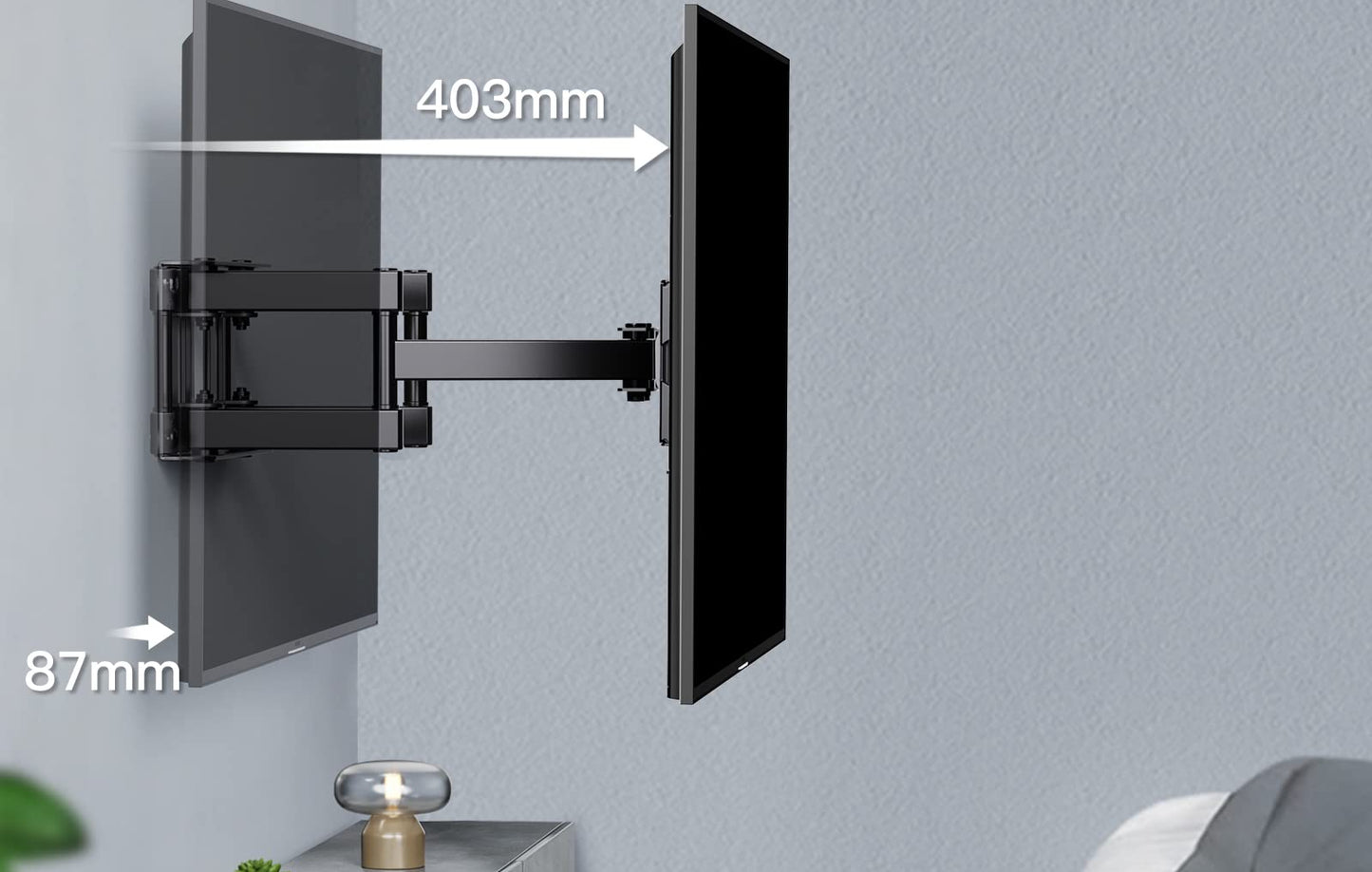 PERLESMITH TV Wandhalterung, Schwenkbare Neigbare TV Halterung für 26-70 Zoll Flach & Curved Fernseher oder Monitor bis zu 45kg, max.VESA 400x400mm