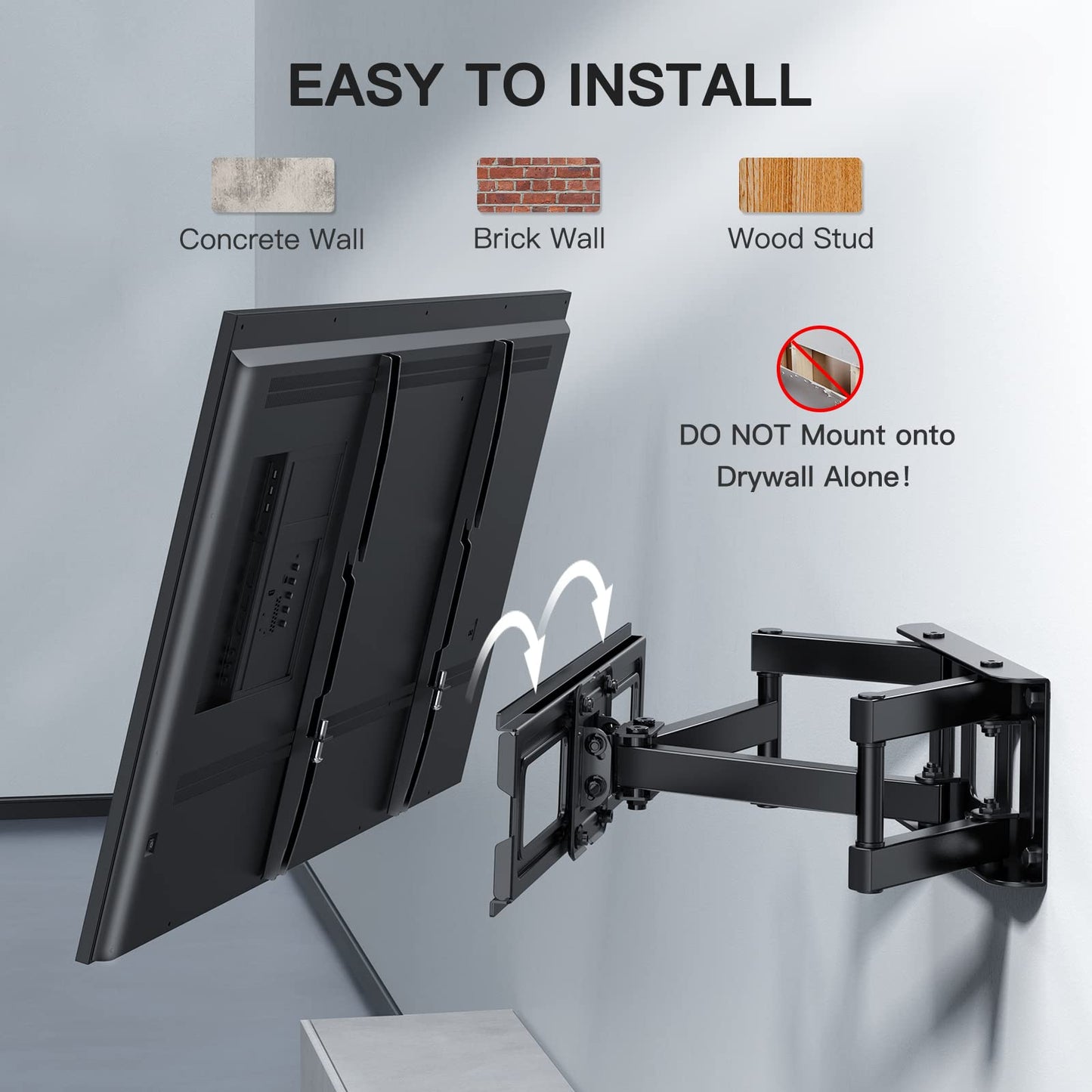 PERLESMITH TV Wandhalterung, Schwenkbare Neigbare TV Halterung für 26-70 Zoll Flach & Curved Fernseher oder Monitor bis zu 45kg, max.VESA 400x400mm