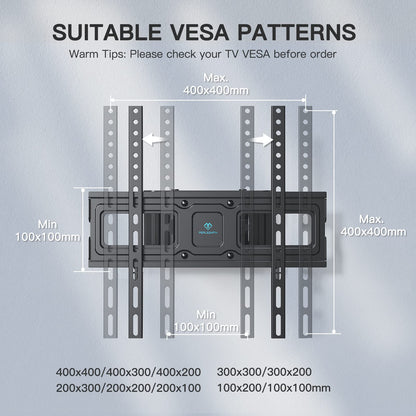 PERLESMITH TV Wandhalterung, Schwenkbare Neigbare TV Halterung für 26-70 Zoll Flach & Curved Fernseher oder Monitor bis zu 45kg, max.VESA 400x400mm